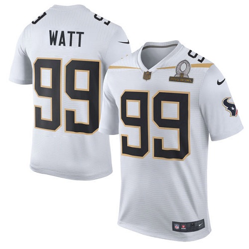 Men's Elite J.J. Watt Nike Jersey White - #99 Team Rice 2016 Pro Bowl NFL Houston Texans